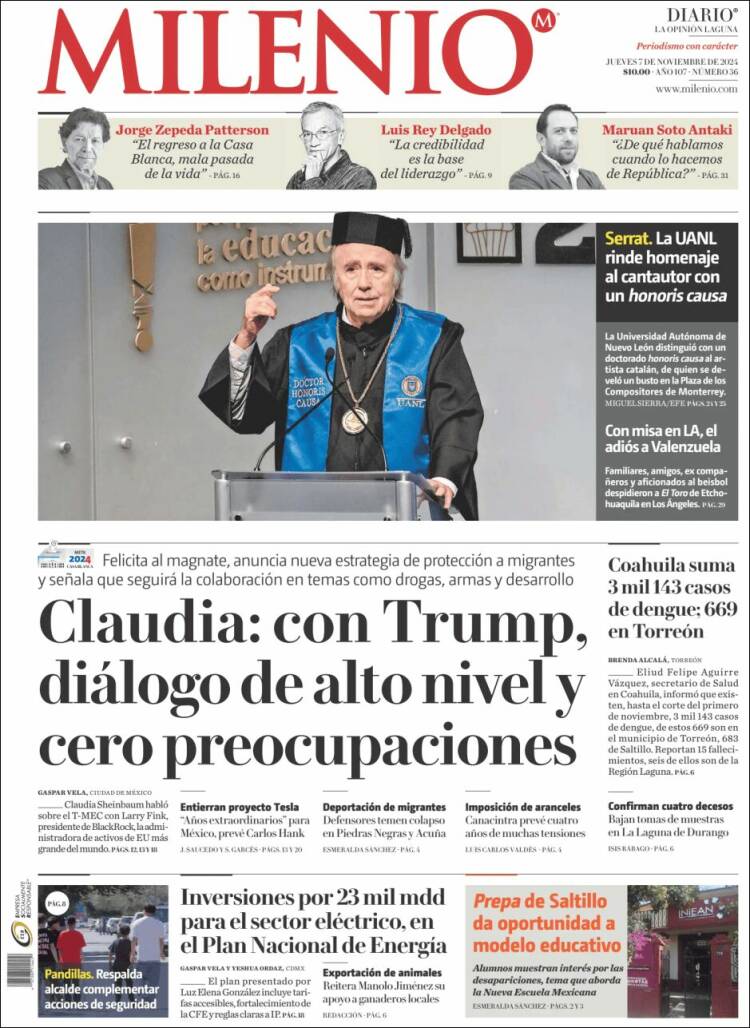 Portada de Milenio - Laguna (M&eacute;xico)