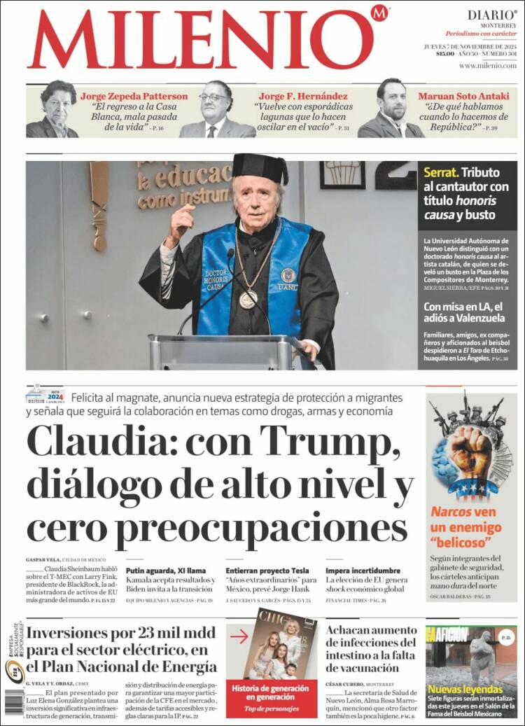 Portada de Milenio de Monterrey (M&eacute;xico)