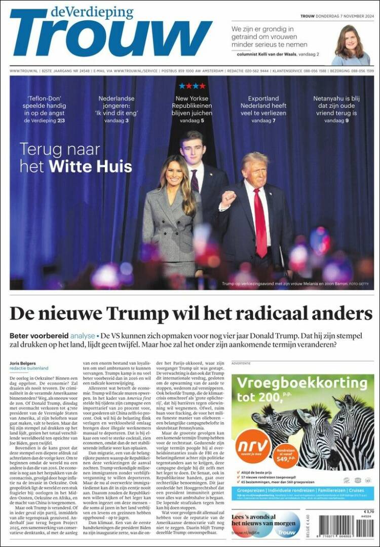 Portada de Trouw (Pa&iacute;ses Bajos)