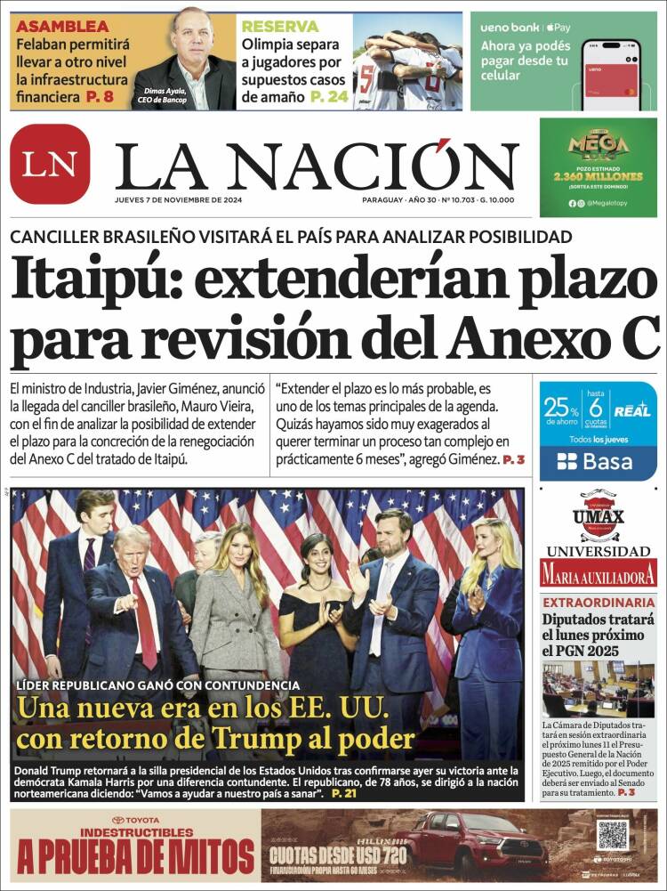 Portada de La Nación (Paraguay)