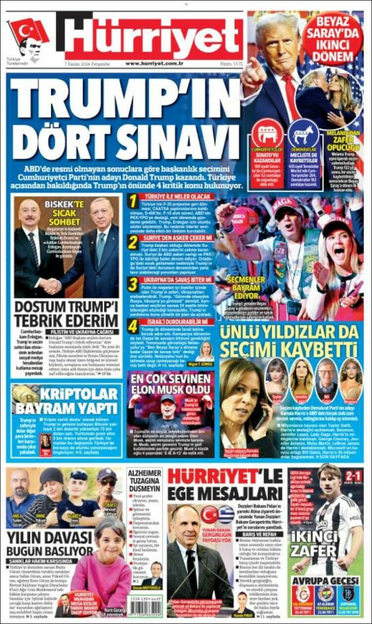 Portada de Hürriyet (Turqu&iacute;a)