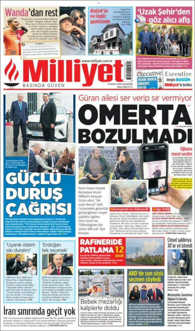 Portada de Milliyet (Turqu&iacute;a)
