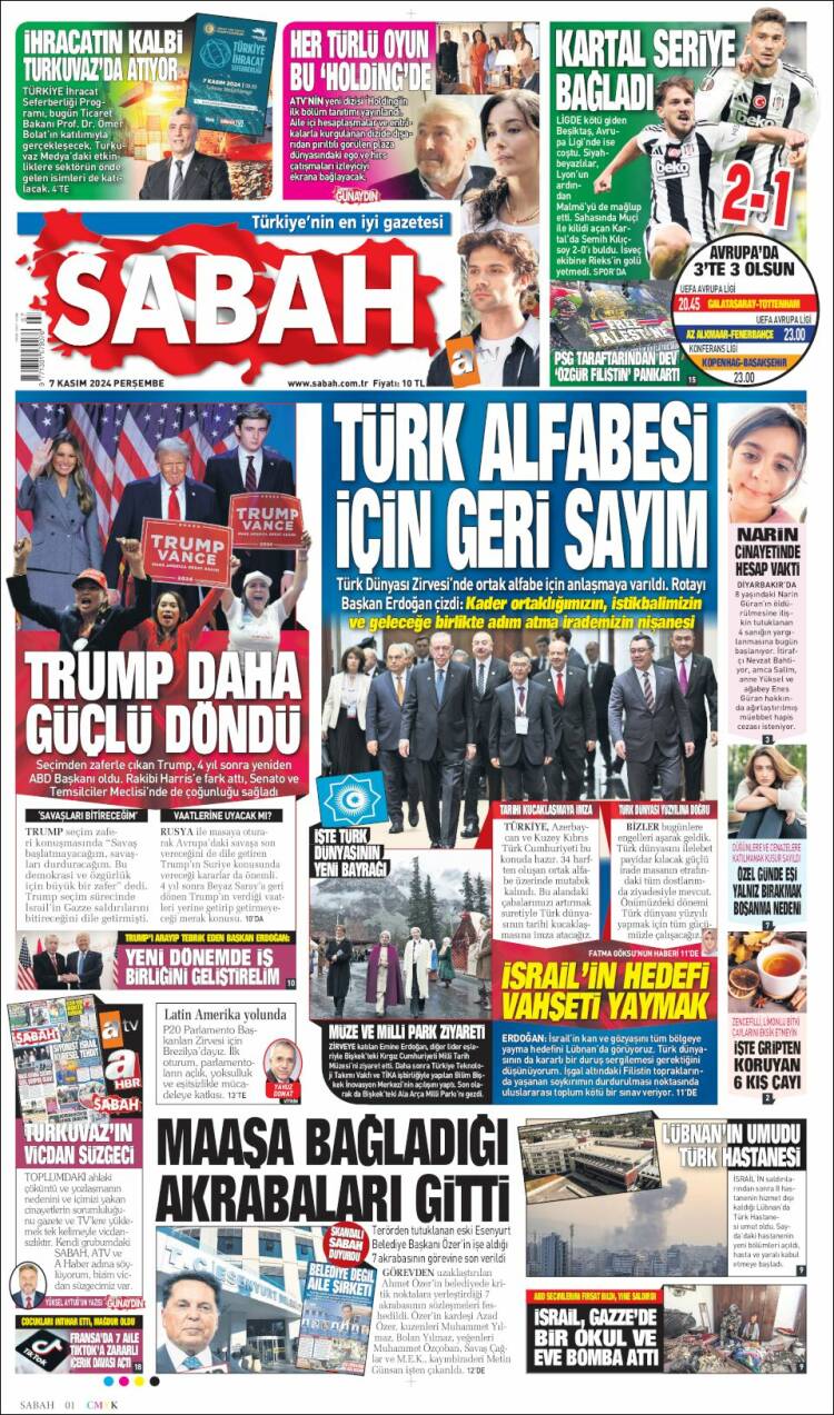 Portada de Sabah (Turqu&iacute;a)