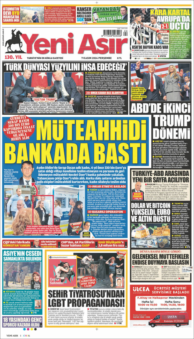 Portada de Yeni Asır (Turqu&iacute;a)