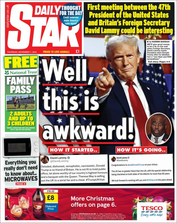 Portada de Daily Star (Reino Unido)