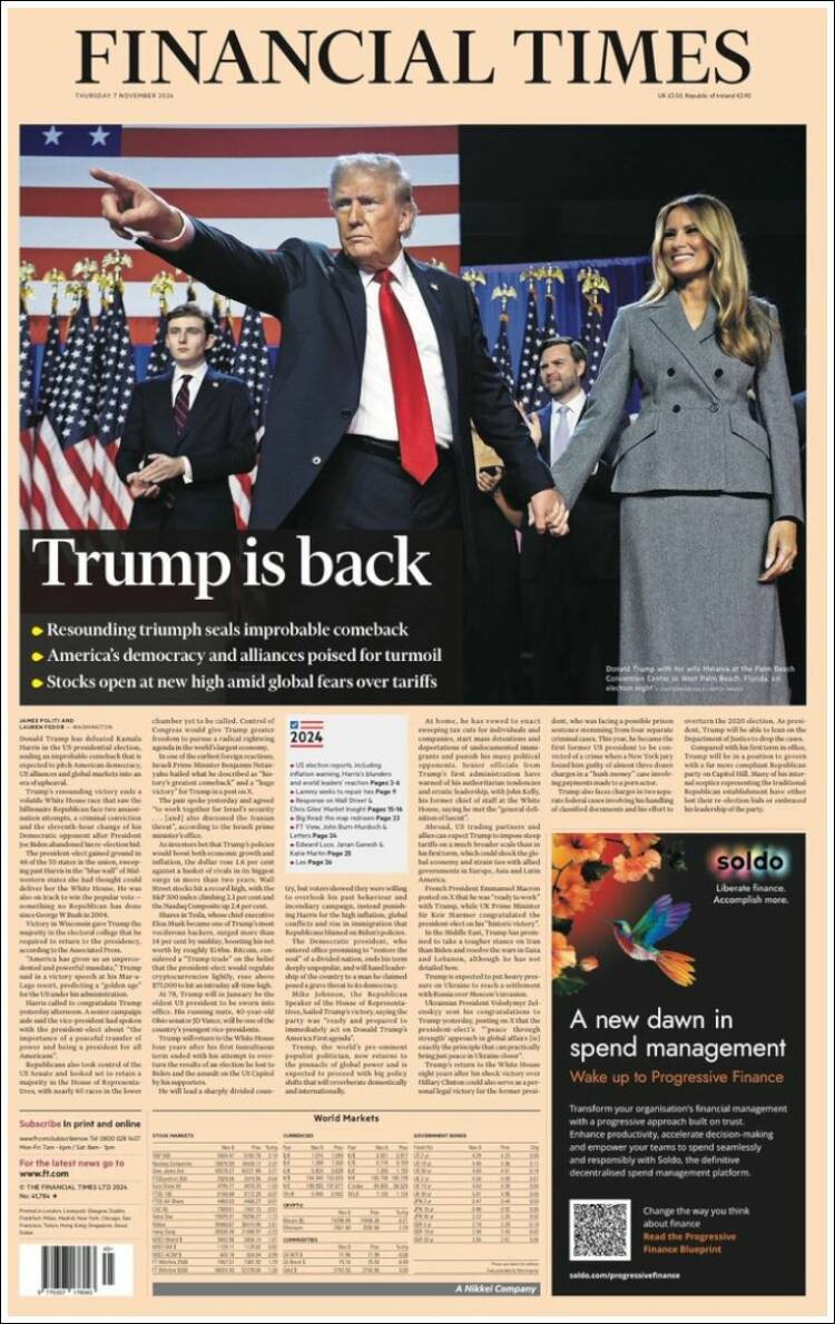 Portada de Financial Times (Reino Unido)