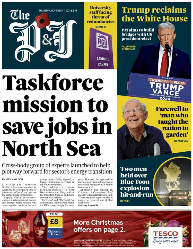 Portada de The Press and Journal (Reino Unido)