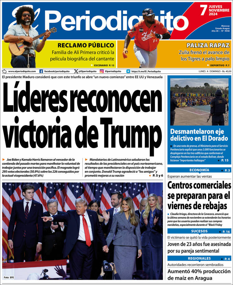 Portada de Periodiquito de Aragua (Venezuela)