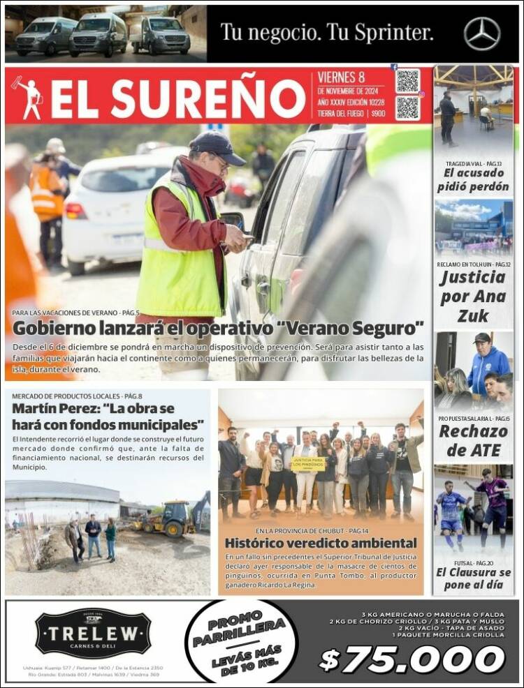 Portada de Diario El Sureño (Argentina)