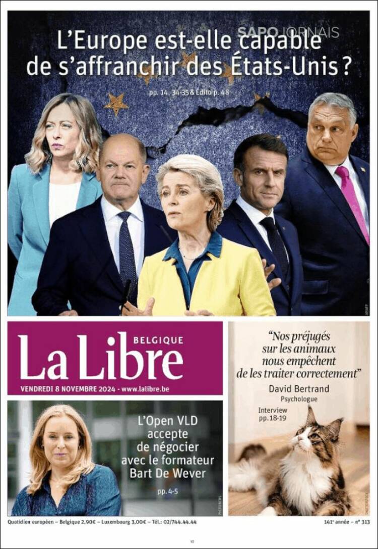 Portada de La Libre.be (Belgique)