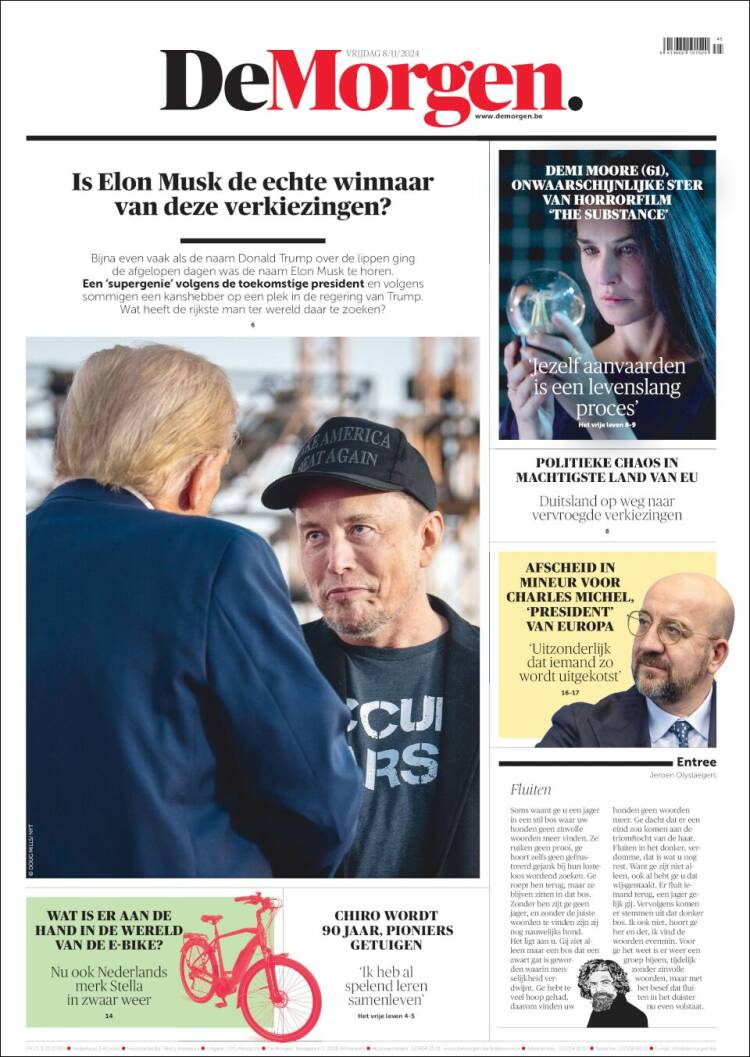 Portada de De Morgen (B&eacute;lgica)
