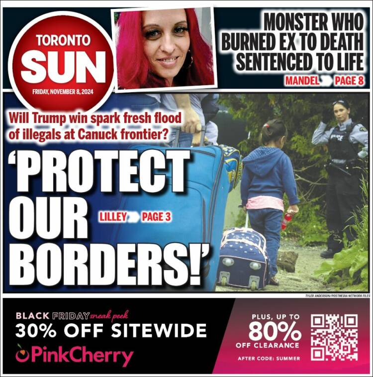 Portada de The Toronto Sun (Canadá)