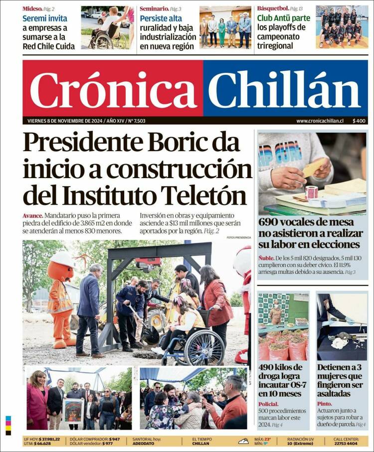 Portada de Crónica Chillán (Chile)