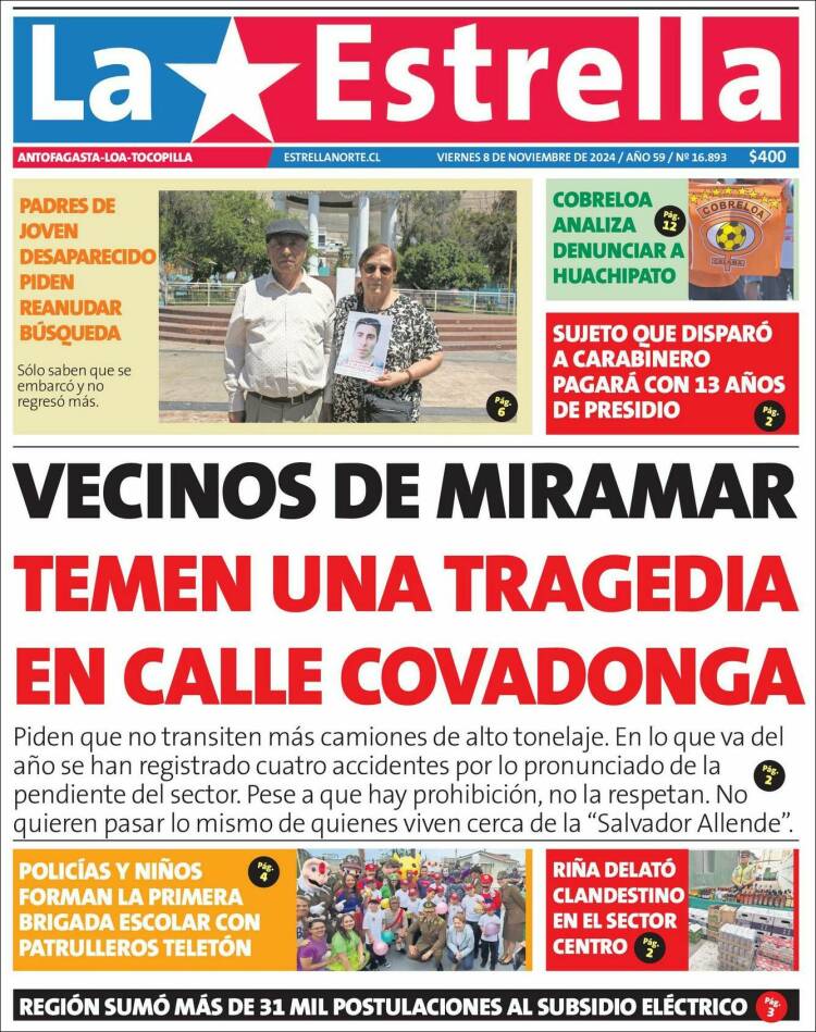 Portada de La Estrella de Tocopilla (Chile)