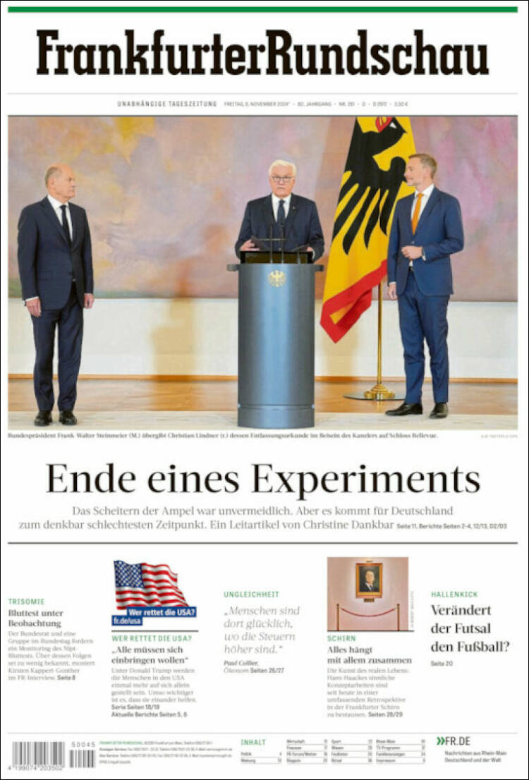 Portada de Frankfurter Rundschau (Alemania)