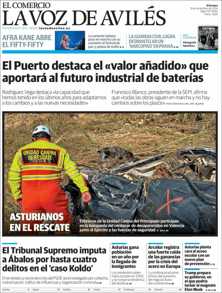 Portada de El Comercio - Avilés (España)