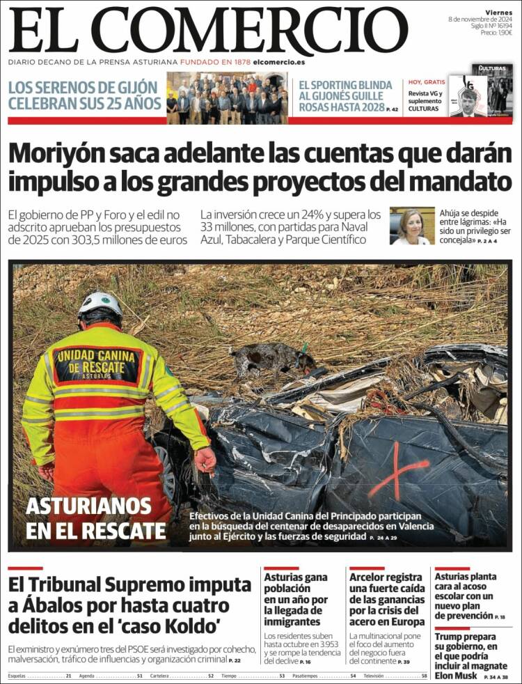 Portada de El Comercio - Gijón (España)