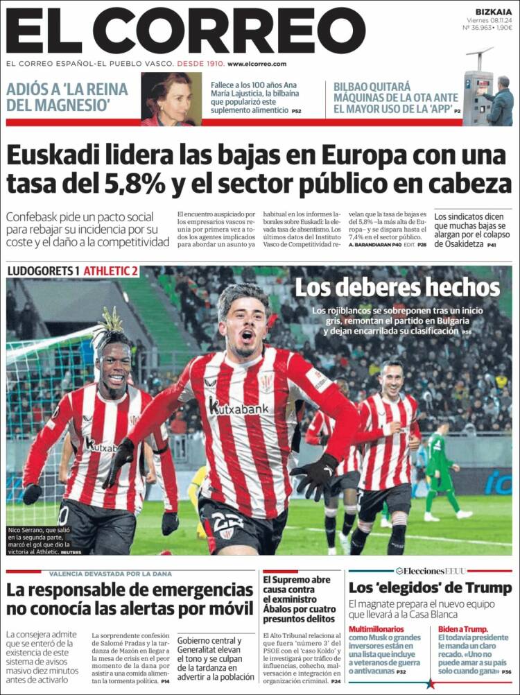 Portada de El Correo (España)