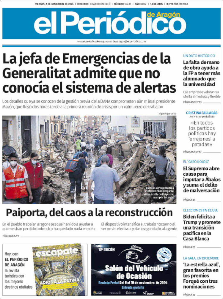 Portada de El Periódico de Aragón (España)