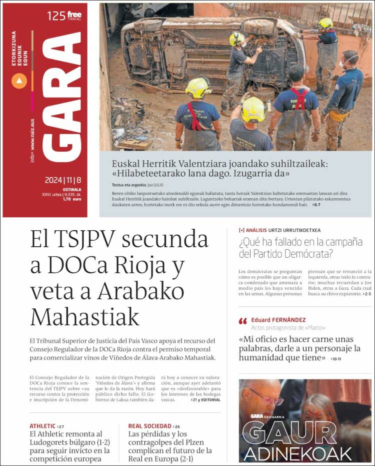 Portada de Gara (España)