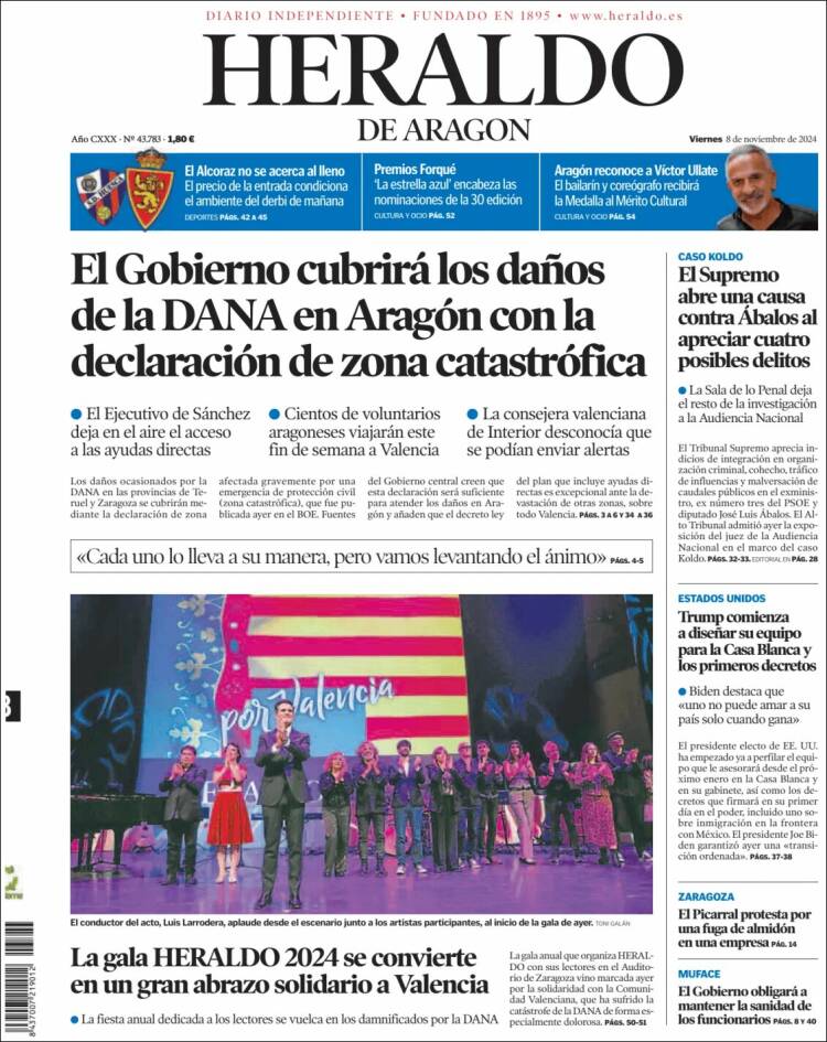 Portada de Heraldo de Aragón (España)