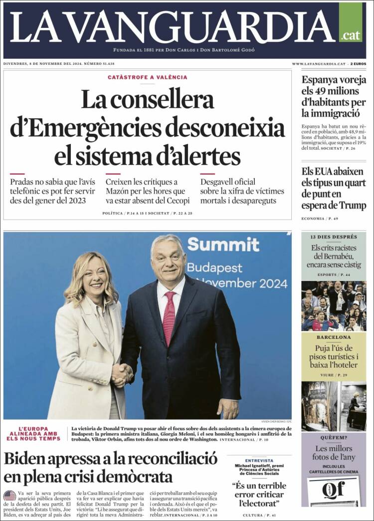 Portada de La Vanguardia (España)