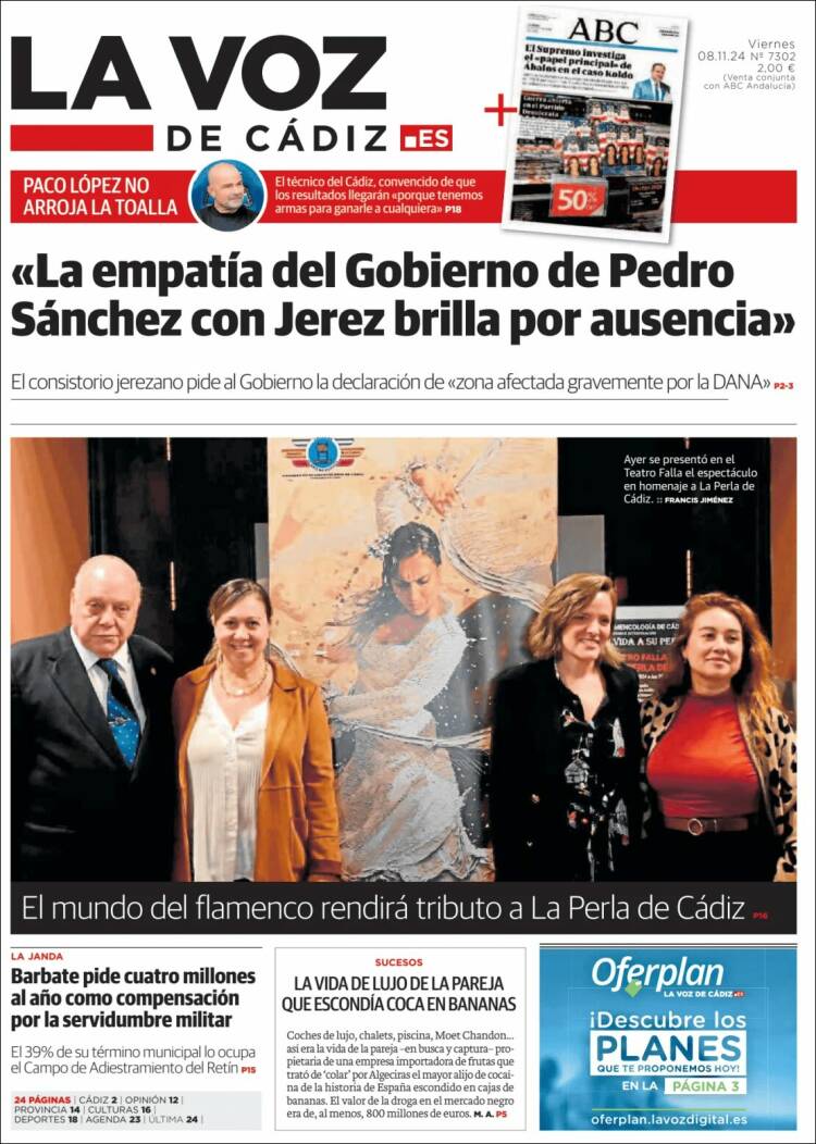 Portada de La Voz de Cádiz (España)