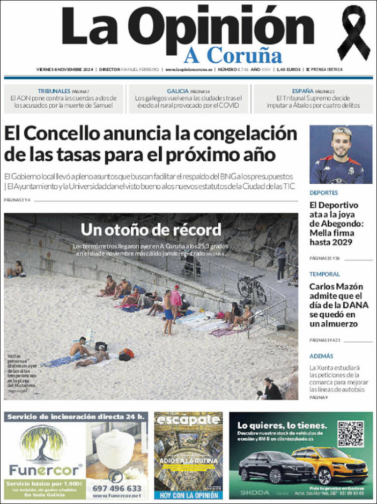 Portada de La Opinión de A Coruña (España)