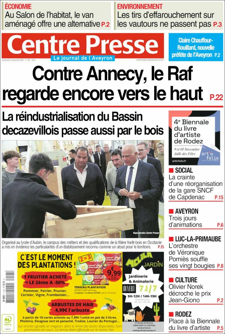 Portada de Centre Presse (Francia)