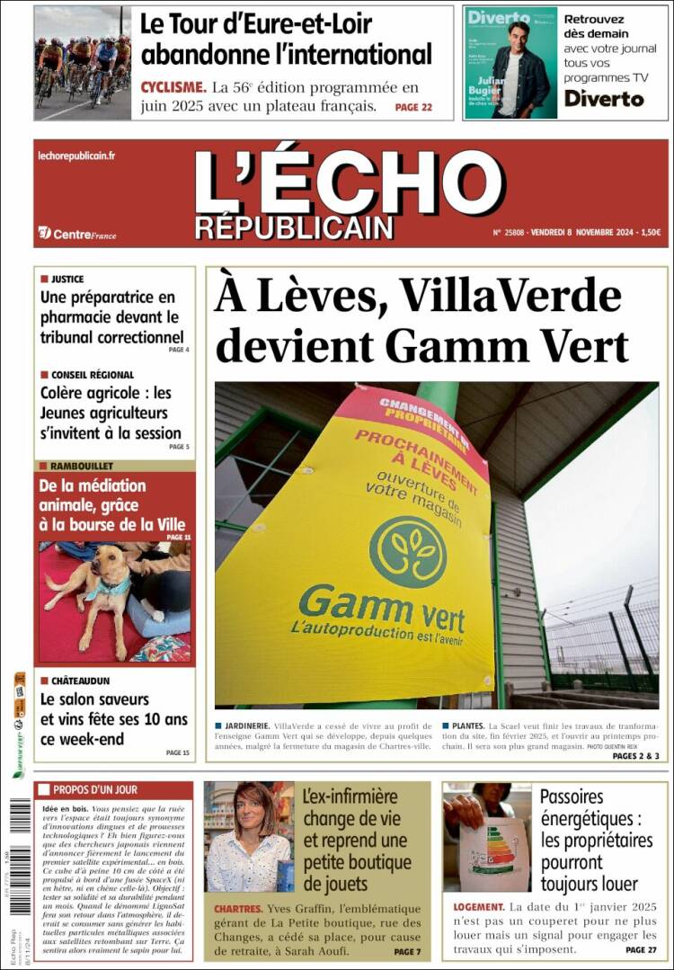 Portada de L'Echo Républicain (Francia)