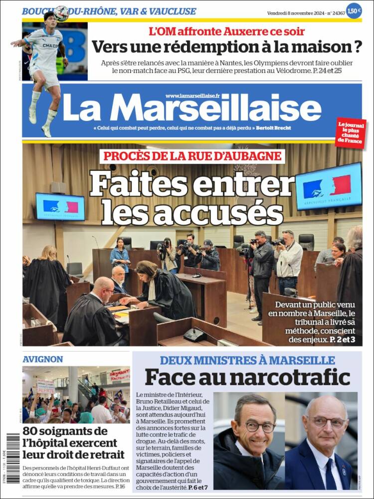 Portada de La Marseillaise (Francia)