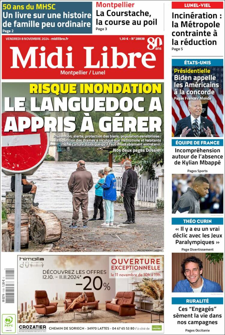 Portada de Midi Libre (Francia)