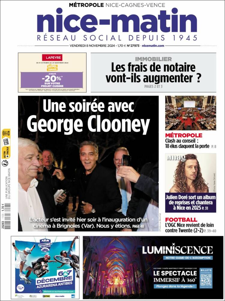 Portada de Nice-Matin (Francia)