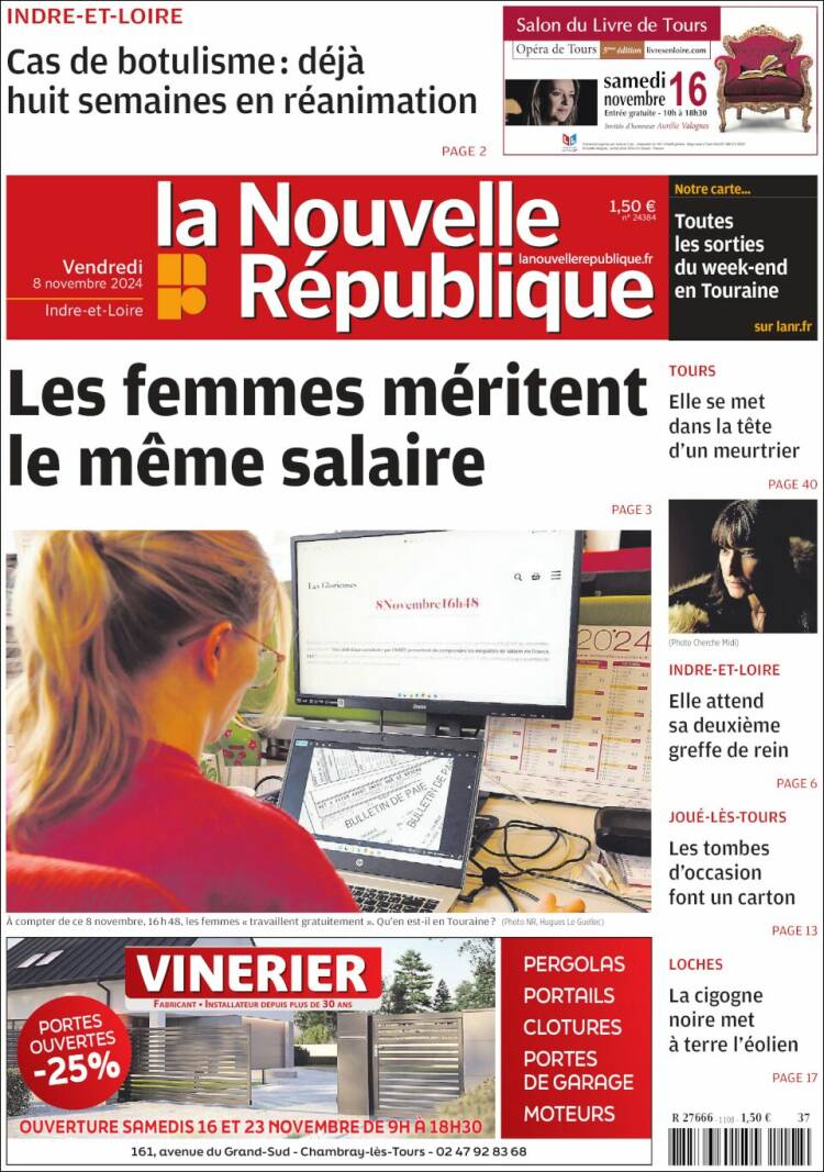 Portada de La Nouvelle Republique (Francia)