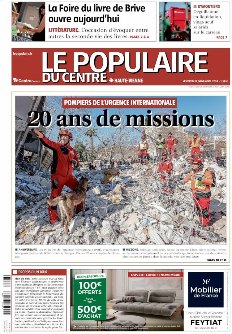 Portada de Le Populaire du Centre (Francia)