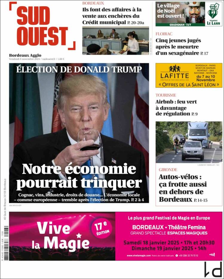 Portada de Sud Ouest (Francia)