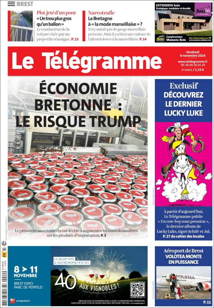 Portada de Télégramme (Francia)