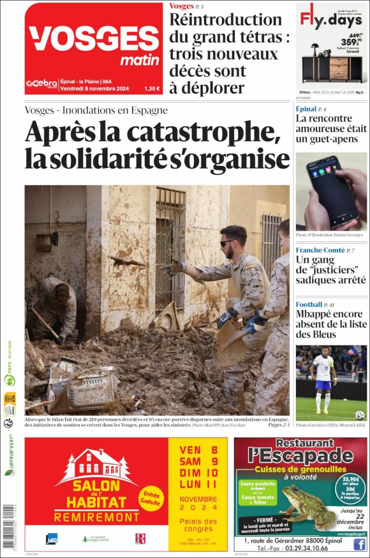 Portada de Vosges Matin (Francia)