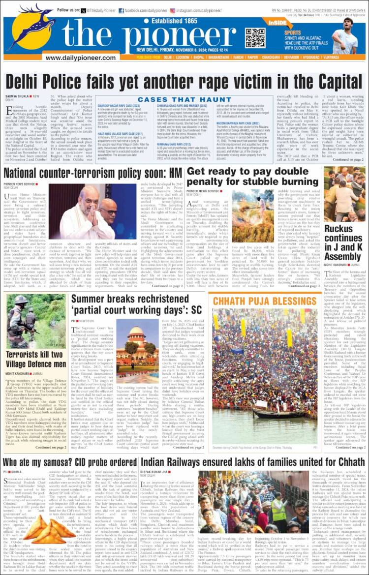 Portada de The Pioneer (India)