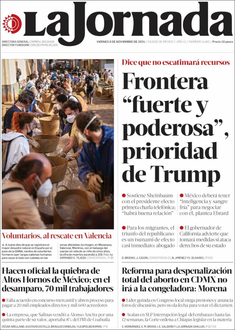 Portada de La Jornada (M&eacute;xico)