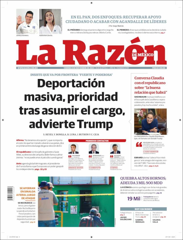 Portada de La Razón (M&eacute;xico)
