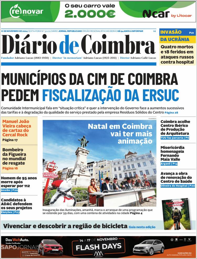 Portada de Diário de Coimbra (Portugal)