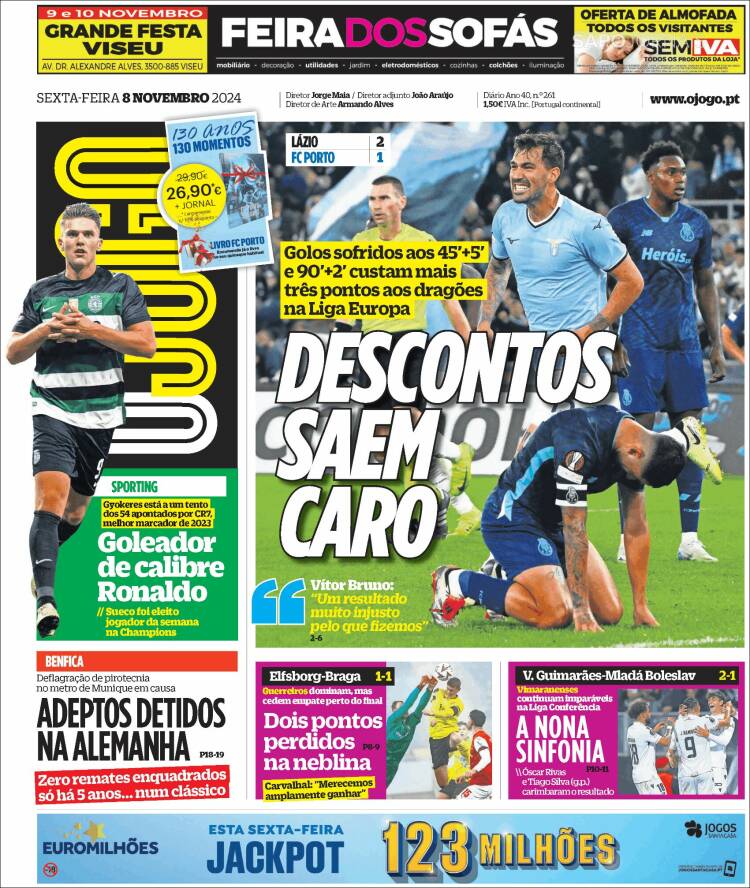 Portada de O Jogo (Portugal)