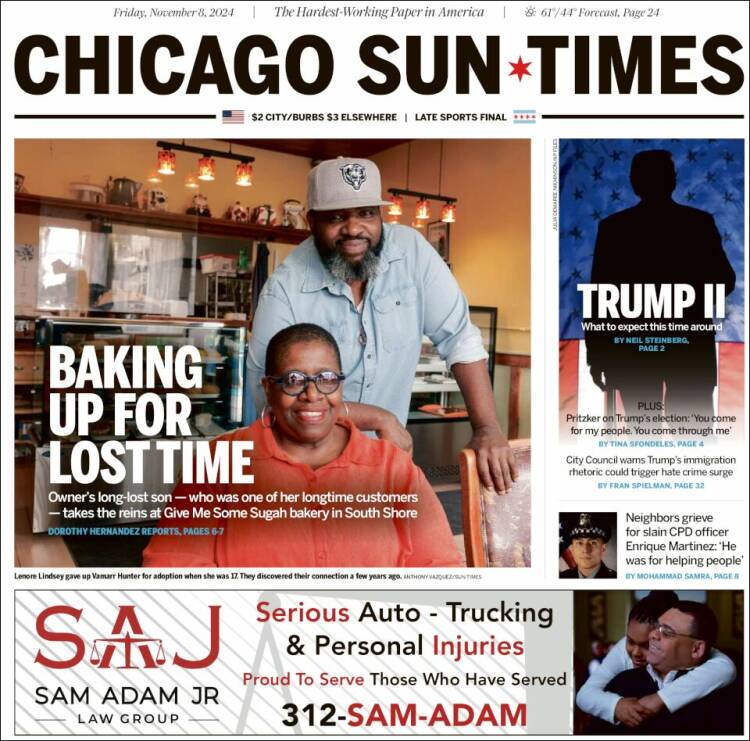 Portada de Chicago Sun-Times (USA)