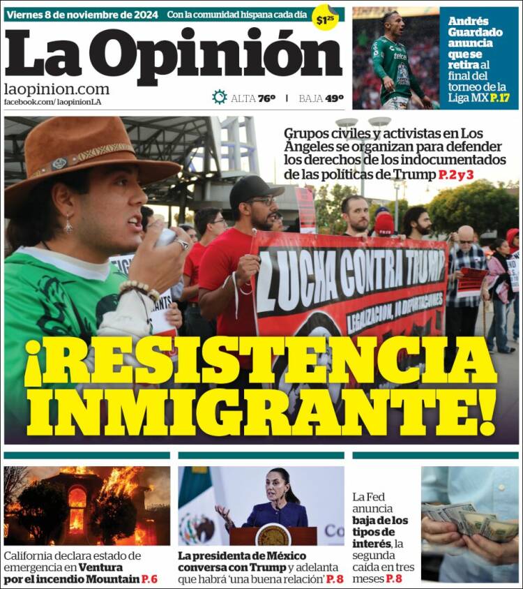 Portada de La Opinión (USA)