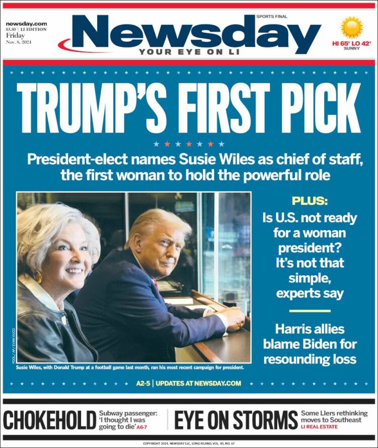 Portada de Newsday (USA)