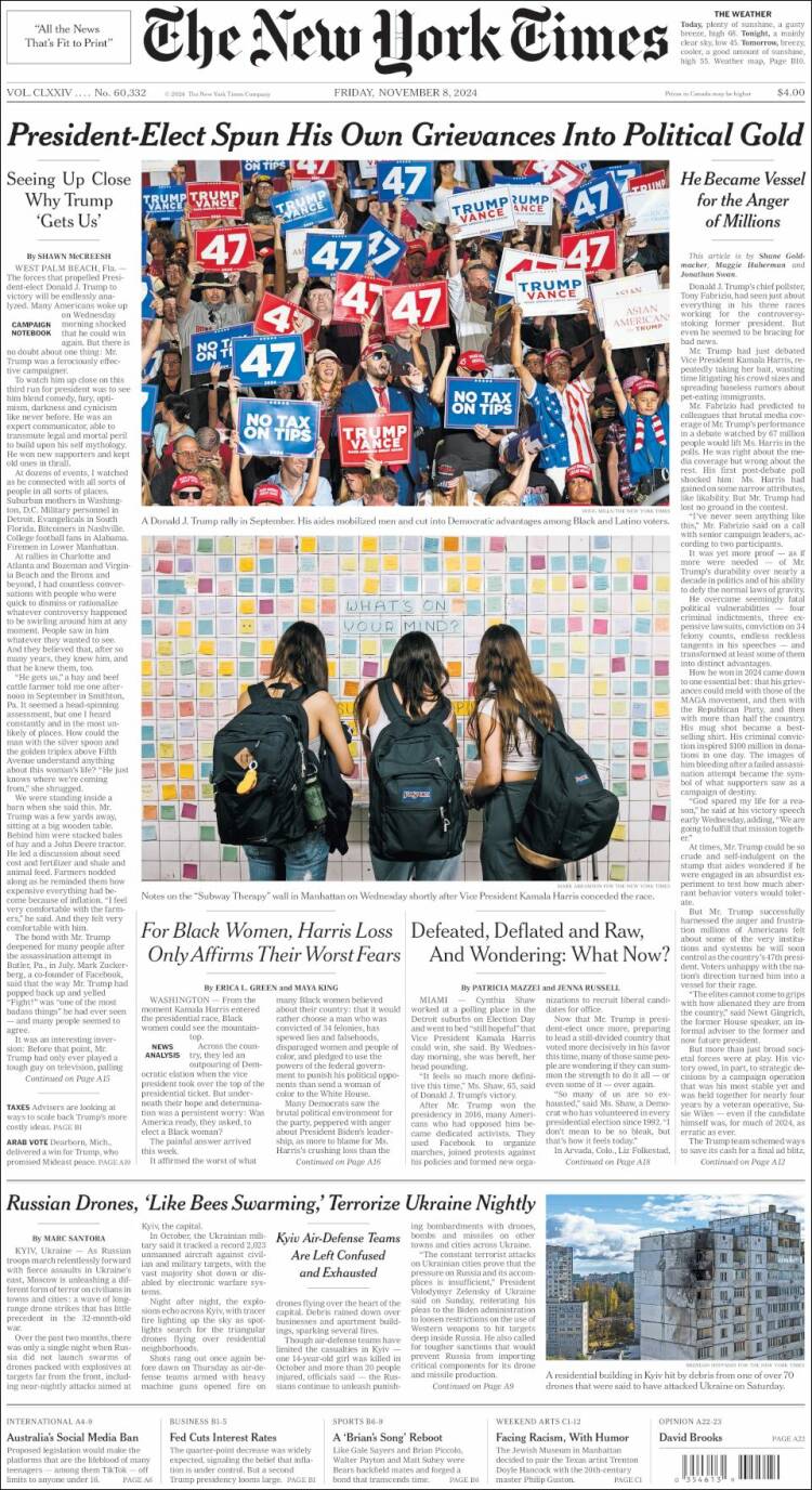 Portada de New York Times (USA)