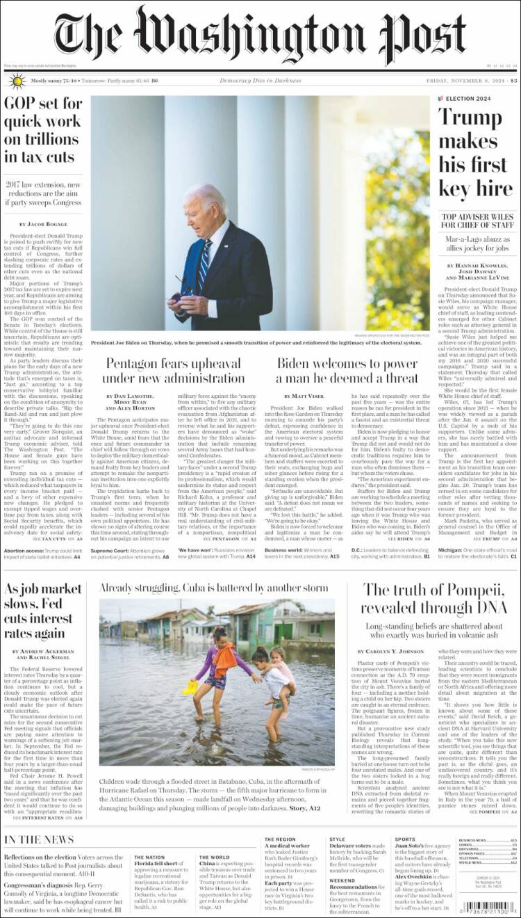 Portada de The Washington Post (USA)