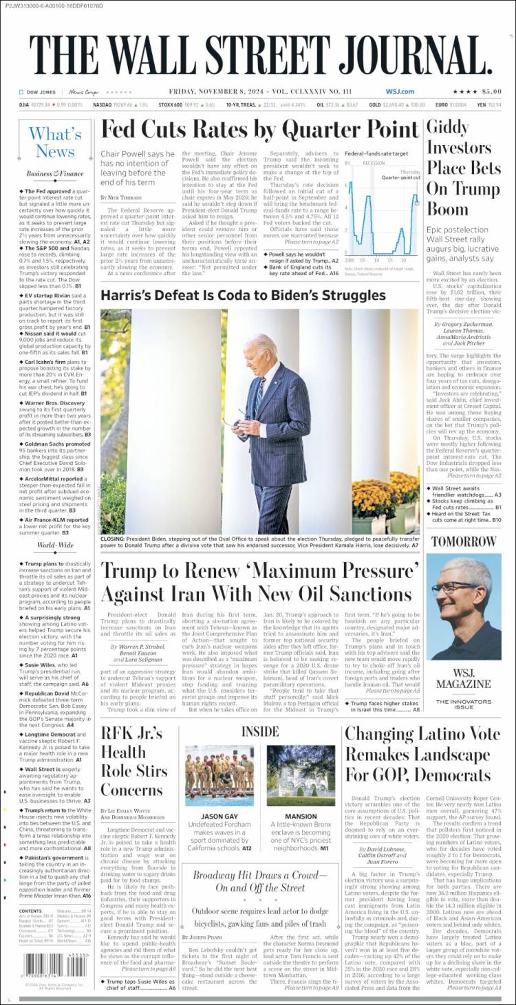 Portada de Wall Street Journal (USA)