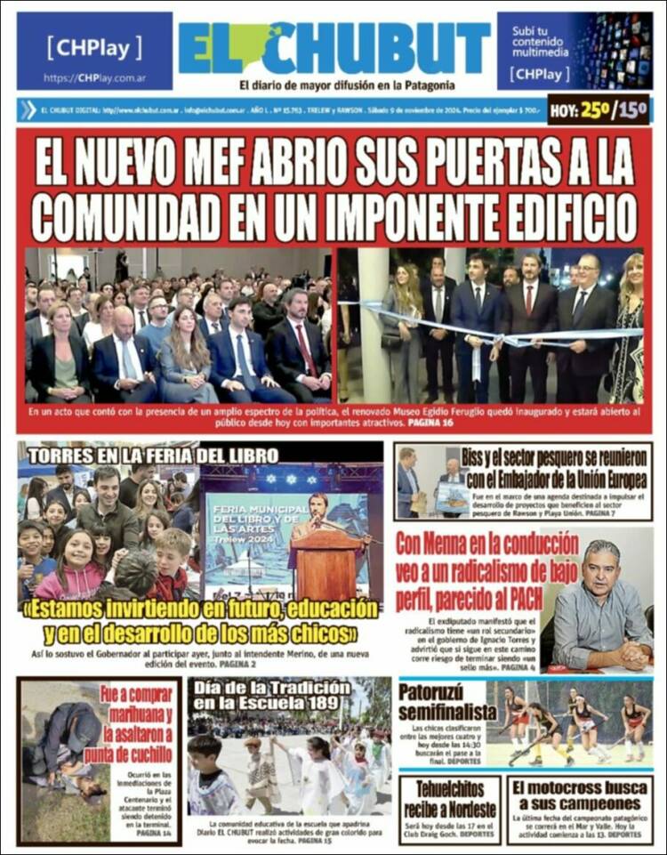 Portada de El Chubut (Argentina)